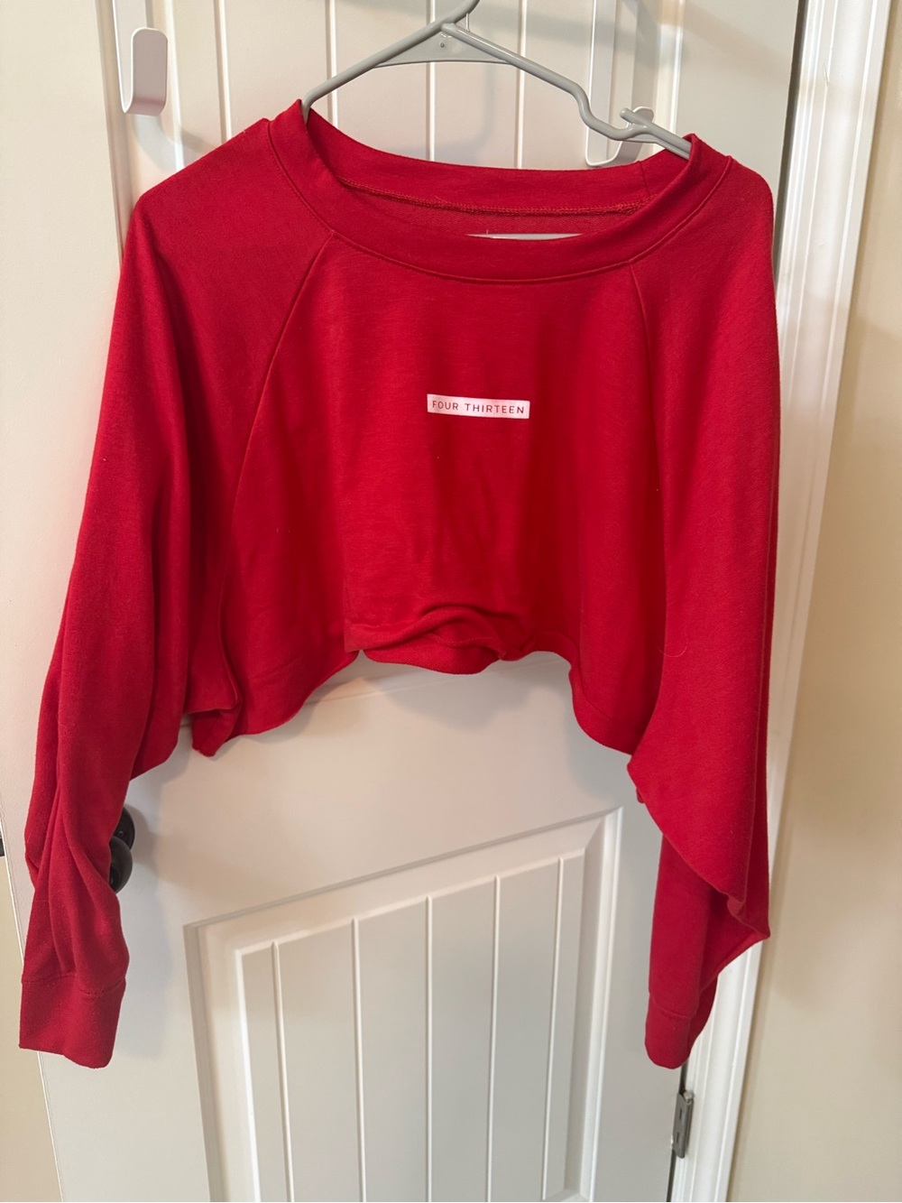 Women's Red Cropped long sleeve shirt
